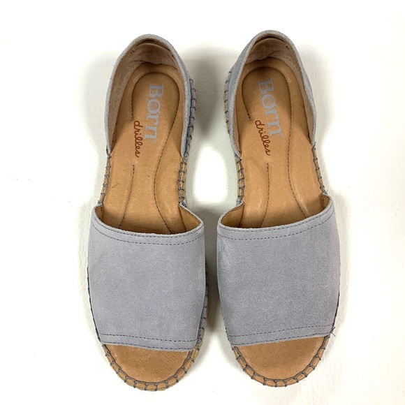 ⭐️SOLD⭐️ Born Seak Peep-Toe D’Orsay Espadrille Shoe Grey Leather Suede Jute - Picture 7 of 15